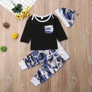Baby Boys Camo- 3 Piece Set   6 months